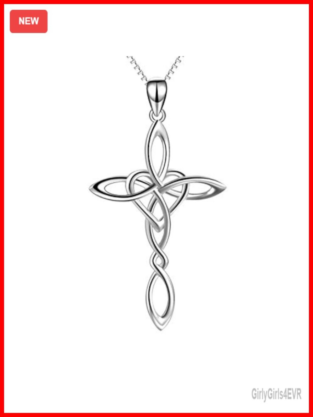 925 Sterling Silver Celtic Knot Cross Pendant Necklace 18" Box Chain Religious